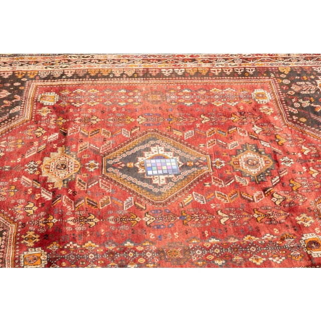 Semi-Antique Hand-Knotted Persian Qashqai Rug 5'8" X 8'4" For Sale - Image 13 of 17