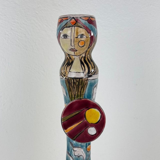 A striking and highly decorative one-of-a-kind soliflore vase signed Schiavon, entirely hand-built and hand-painted by the...