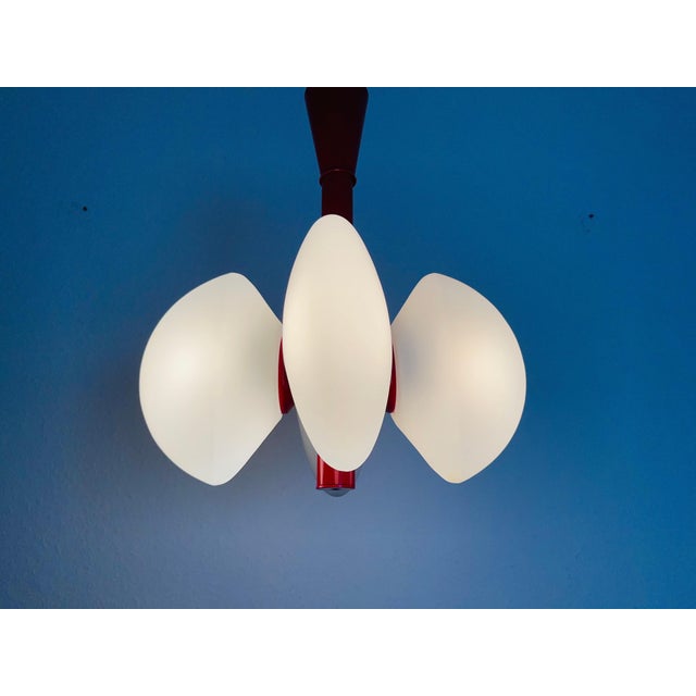 Mid-Century Modern Mid-Century Modern Red Kaiser 4-Arm Space Age Chandelier, 1960s, Germany For Sale - Image 3 of 13