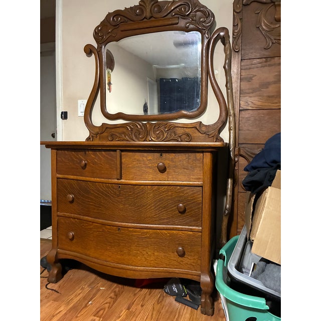 1895 Museum-Quality Quarter-Sawn Tiger Oak 4-Piece Bedroom Suite – Documented Provenance For Sale - Image 16 of 17