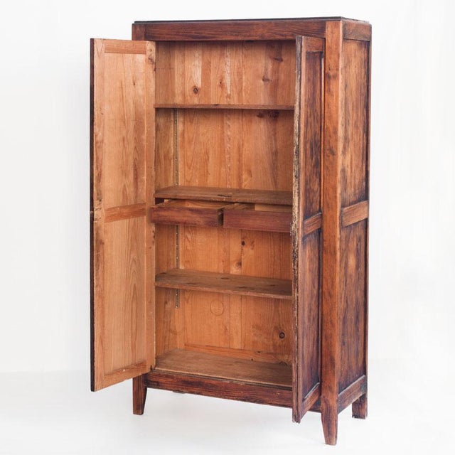 Rustic Vintage Parisian Wardrobe Two-Door in Pine, 1950s For Sale - Image 3 of 14