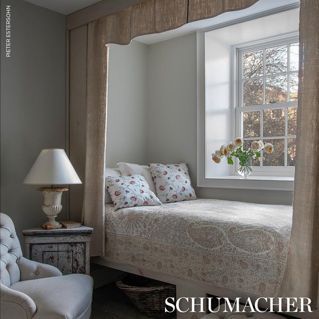 Not Yet Made - Made To Order SAMPLE - Schumacher Iyla Embroidery Fabric In Rose & Natural For Sale - Image 5 of 5