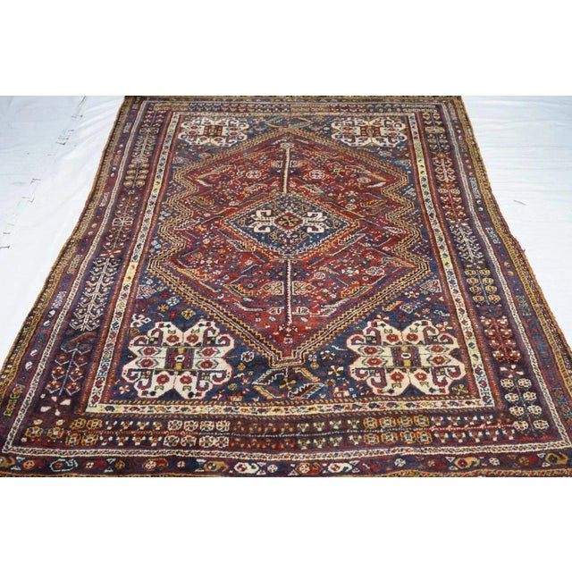 Fine Antique Persian Qashqai Wool Rug 5'0" X 8'2'' For Sale In New York - Image 6 of 11
