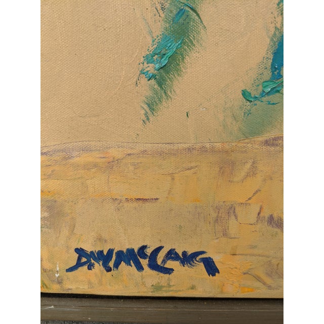 Vintage Original Still Life Potted Begonia Flower Oil Painting Signed For Sale - Image 10 of 10