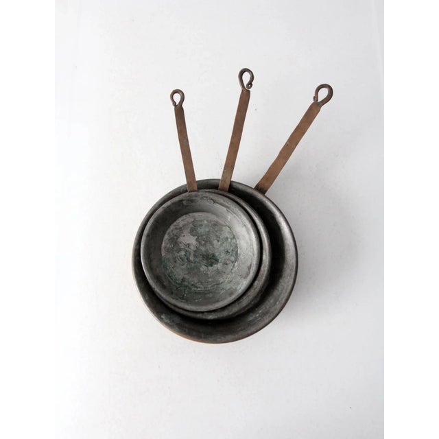 Late 19th Century Antique Copper Pans Set of 3 For Sale - Image 5 of 11