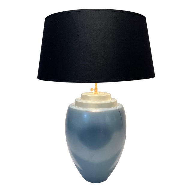 1970s Mid Century Modern Kosta Blue Ceramic Table Lamp For Sale