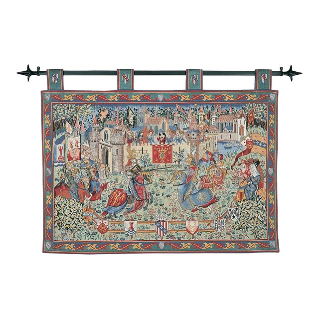 Joust at Camelot Loom Woven Tapestry - (With Loops) 70 X 90 Cm (2'4" X 3'0") - Requires Rod Size 2 For Sale