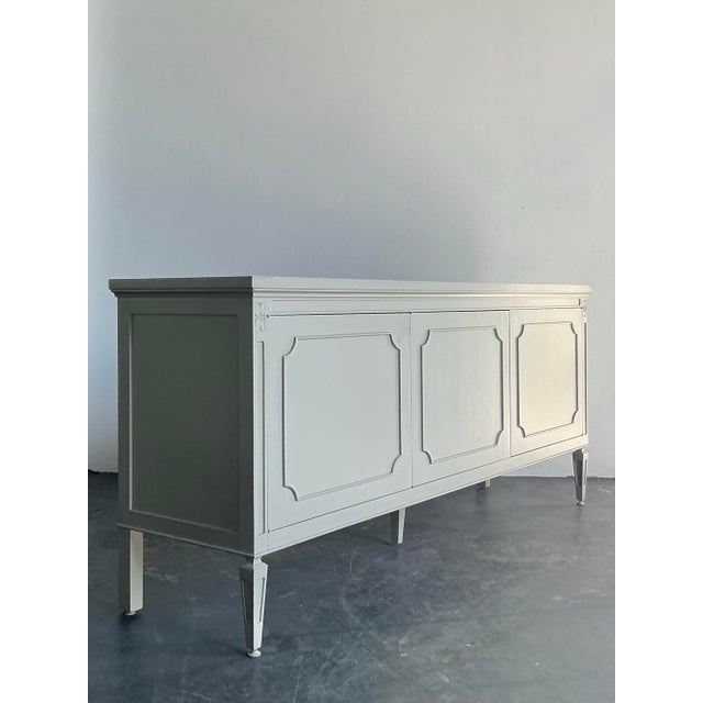 Vintage Regency Notched Millwork Marble Top Credenza For Sale - Image 11 of 12