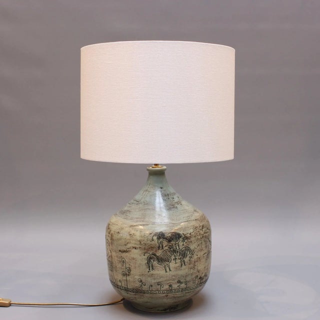 Contemporary Large Mid-Century French Ceramic Lamp by Jacques Blin, 1950s For Sale - Image 3 of 18