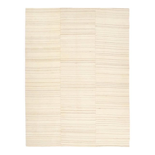 Vintage Panelled Kilim Wool Rug With Stripes in Beige by Rug & Kilim, 1950-1959 For Sale