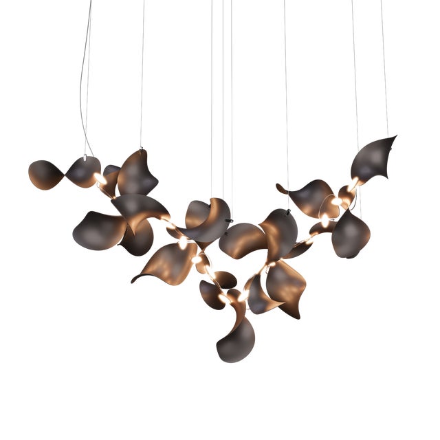 Brown Dune 20 Cluster Chandelier with Shades in Dark Bronze Metallic Tone by Daniel Becker for Moss Objects For Sale - Image 8 of 8