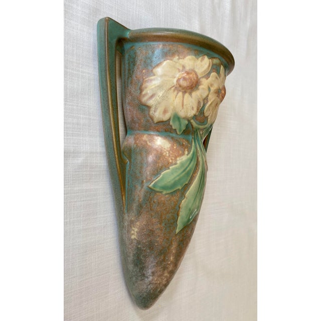 Arts & Crafts Vintage Arts & Crafts Roseville Dahlrose Wall Pocket Vase 368 For Sale - Image 3 of 8
