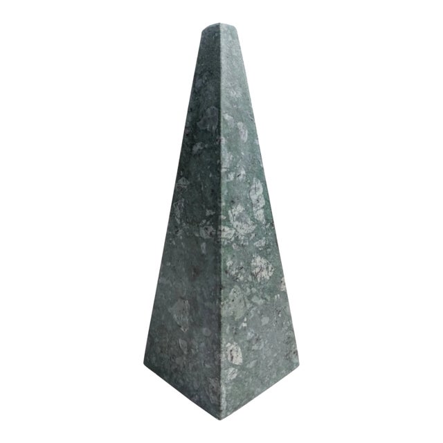 Vintage Neoclassical Grand Tour Green Marble Obelisk For Sale
