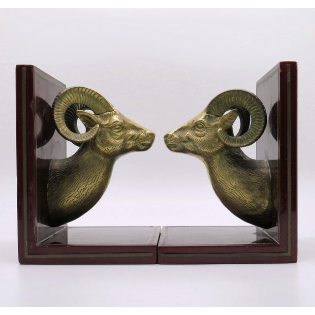 Mid 20th Century Brass & Wood Bookends, a Pair For Sale - Image 5 of 8
