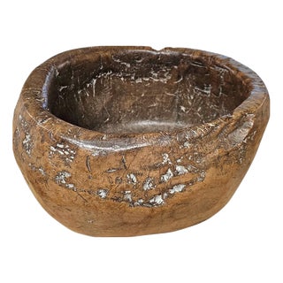 Hand-Hewn Carved Wooden Burl Bowl For Sale