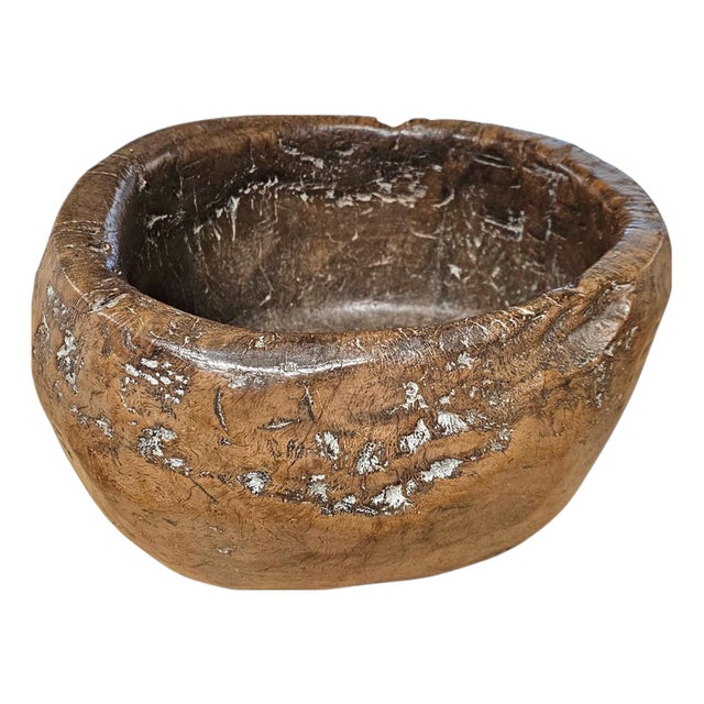 Hand-Hewn Carved Wooden Burl Bowl For Sale