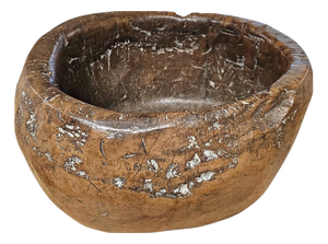 Hand-Hewn Carved Wooden Burl Bowl