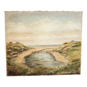 1970's Impressionist Landscape Oil Painting on Burlap