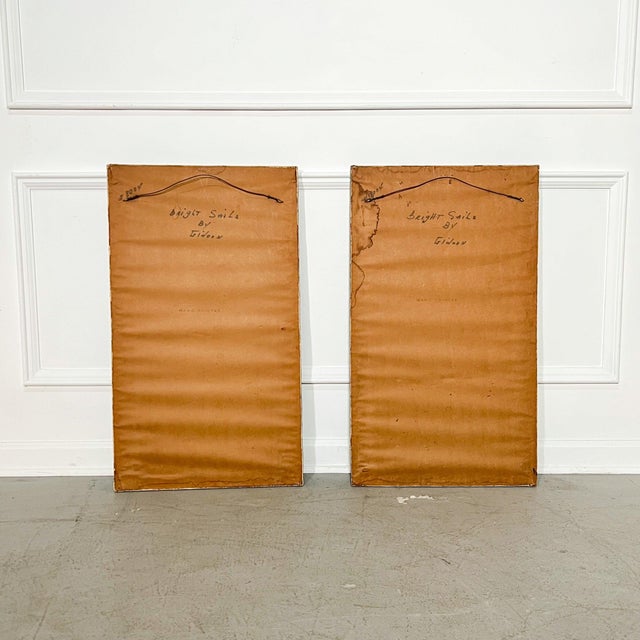 Paint Listed American Artist Elmo Gideon Original Oil Sailing Scene - A Pair For Sale - Image 7 of 7