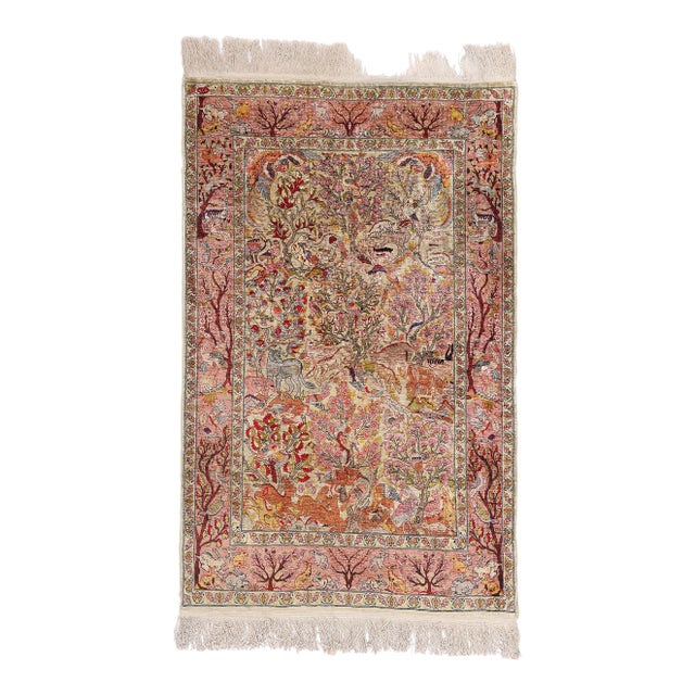 Vintage Turkish Silk Hereke Rug - 03'04 X 05'03 For Sale