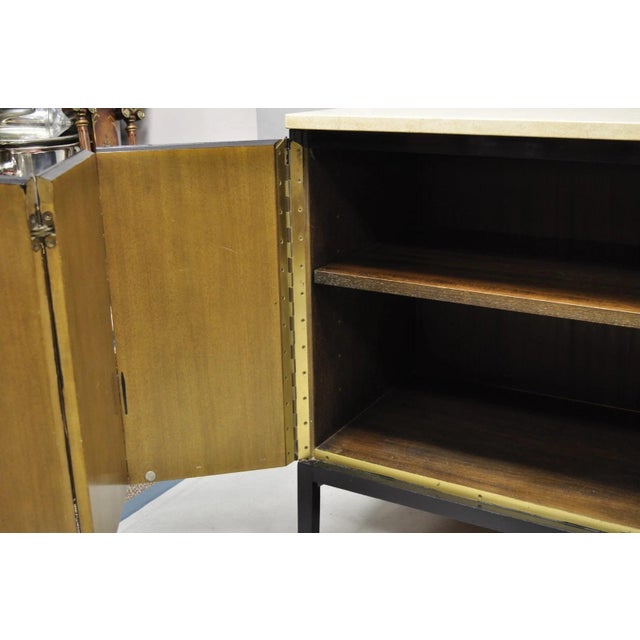 Paul McCobb for Calvin Irwin Travertine Top Black Mahogany Sideboard Credenza For Sale - Image 10 of 16