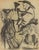 Mino Maccari, Figures, 1950s, Charcoal For Sale