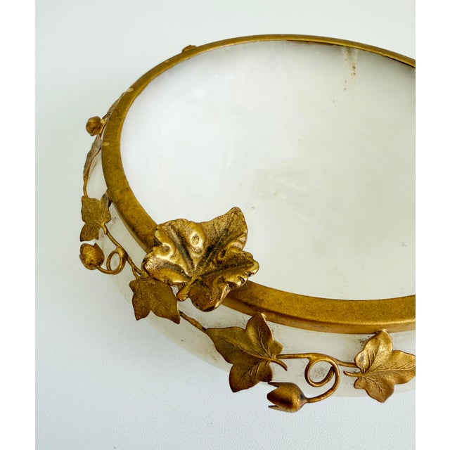 Hollywood Regency 1960s Italian Alabaster & Filagree Ashtray Vide Poche For Sale - Image 3 of 13