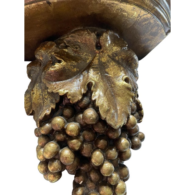 Vintage Carved Wood Vineyard Grapevine Motif Gilded Wall Shelf For Sale - Image 4 of 10