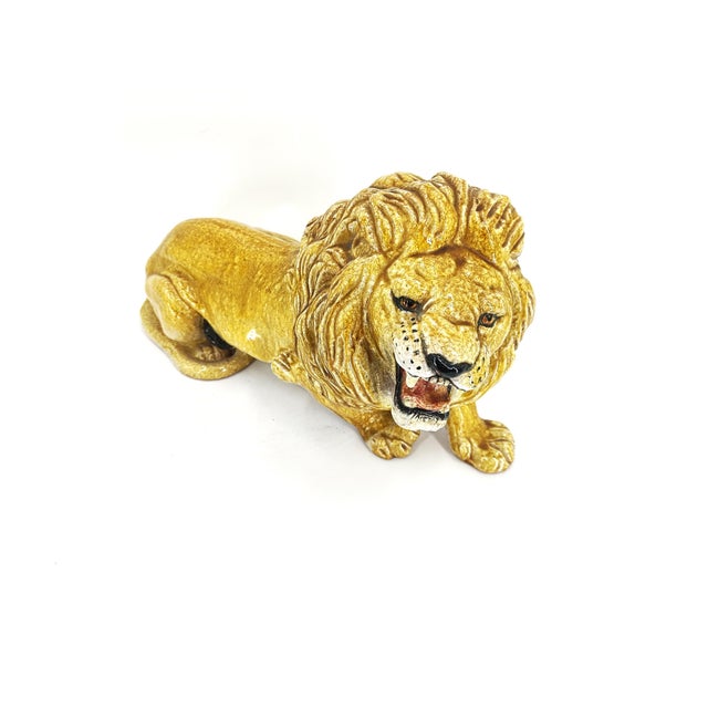 Italian Glazed Terracotta Lion Sculpture, 1960s For Sale - Image 6 of 10