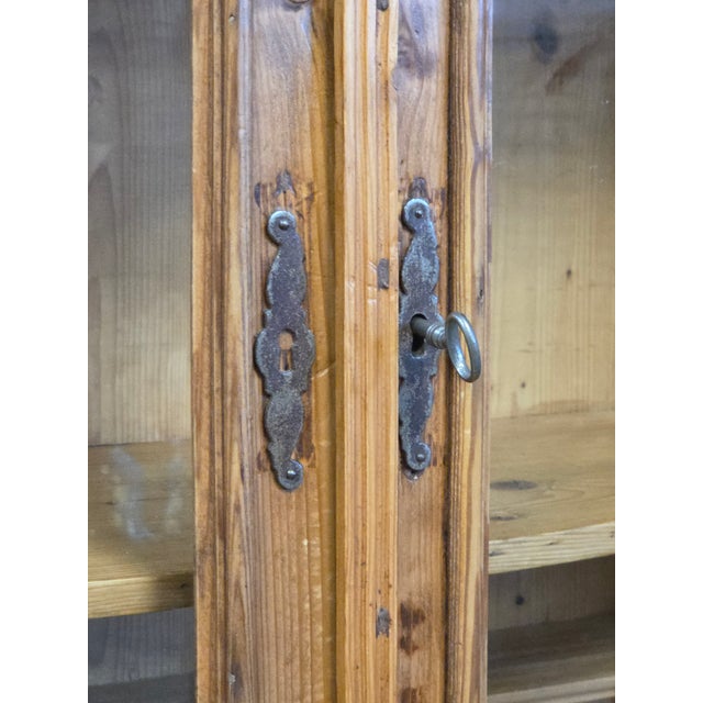 Antique French Provincial Pine Stepback China Cabinet Sideboard Hutch For Sale In Denver - Image 6 of 18