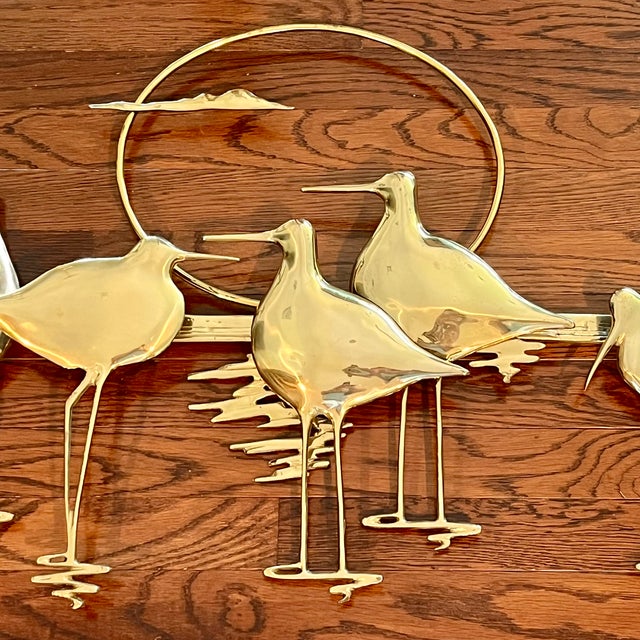 1980s 1980 MCM Bijan Bahar Brass Wall Art Sculpture Nantucket Sandpipers or Shorebirds For Sale - Image 5 of 18