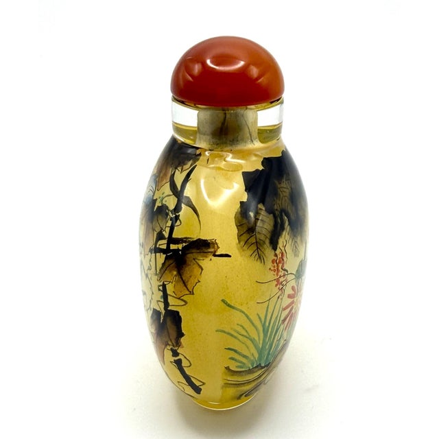 Beautifully Painted Inside Painted Snuff Bottle With Praying Mantis and Grasshoppers For Sale - Image 4 of 16
