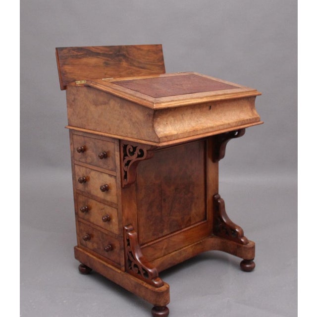 19th Century Burr Walnut Davenport, 1860s For Sale - Image 13 of 17