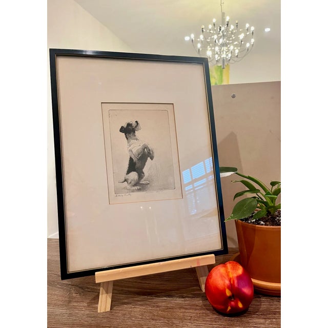 American 1930s Dennis Morgan Dog Portrait Etching "Sitting Pretty" For Sale - Image 3 of 5