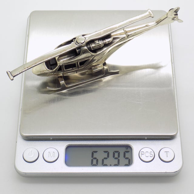 Vintage Italian Handmade Sterling Silver 925 Soldier Helicopter, 1980s For Sale - Image 11 of 14