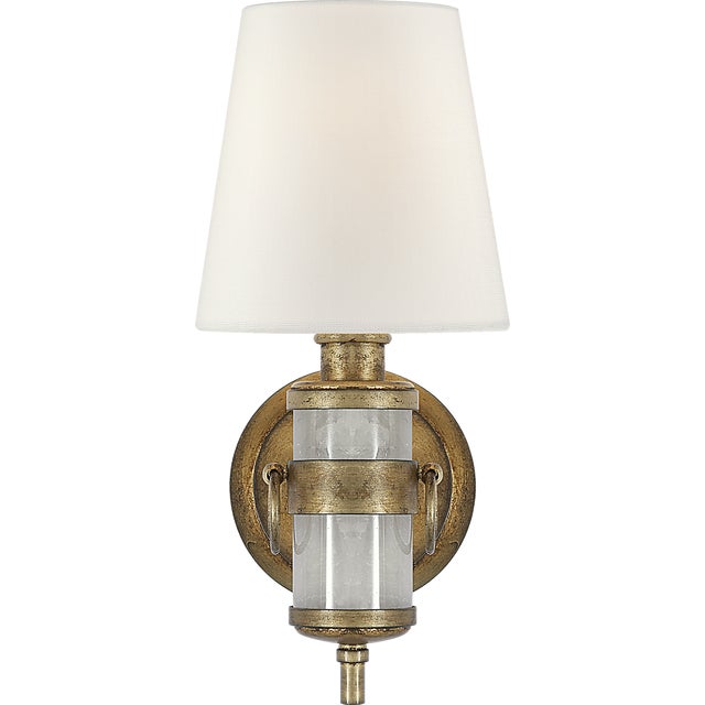 Thomas O'Brien for Visual Comfort Signature Jonathan Sconce in Quartz with Linen Shade For Sale
