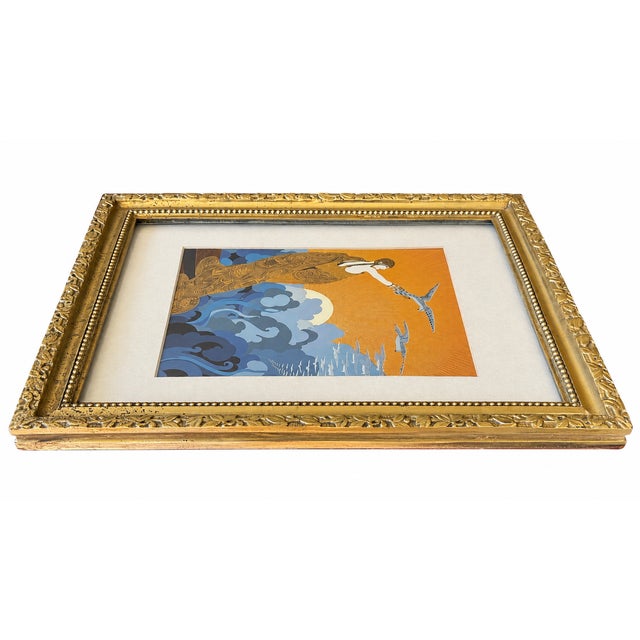 1982 Erté “Wings of Victory” Framed Bookplate For Sale - Image 4 of 7