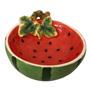 Vintage Ceramic Watermelon Serving Bowl For Sale