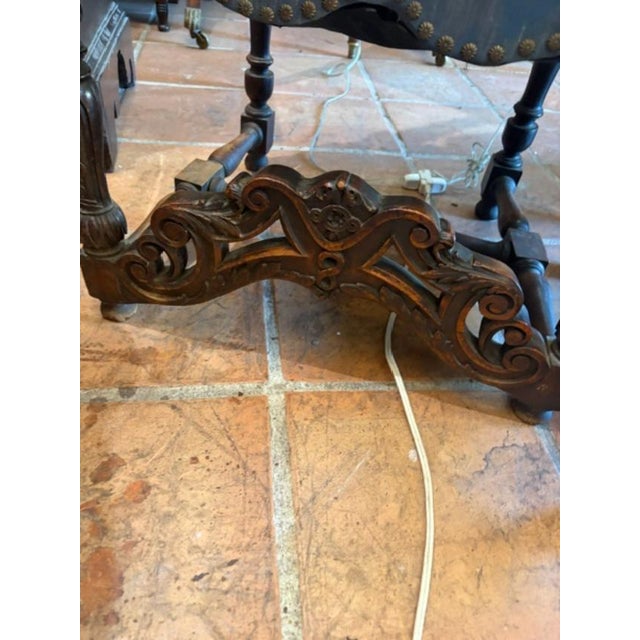 Wood Superb Pair of Antique English High Back Carved Walnut Hall Chairs For Sale - Image 7 of 10