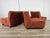 Set of four 1970s-style armchairs upholstered in vibrant red fabric, perfect for making any room unique. Note the...
