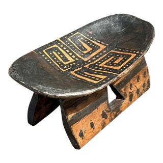 Vintage Brazilian Hand Painted Head Rest For Sale