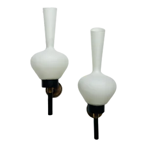 Large Grand French 1950s Mid Century Wall Lamps - A Pair