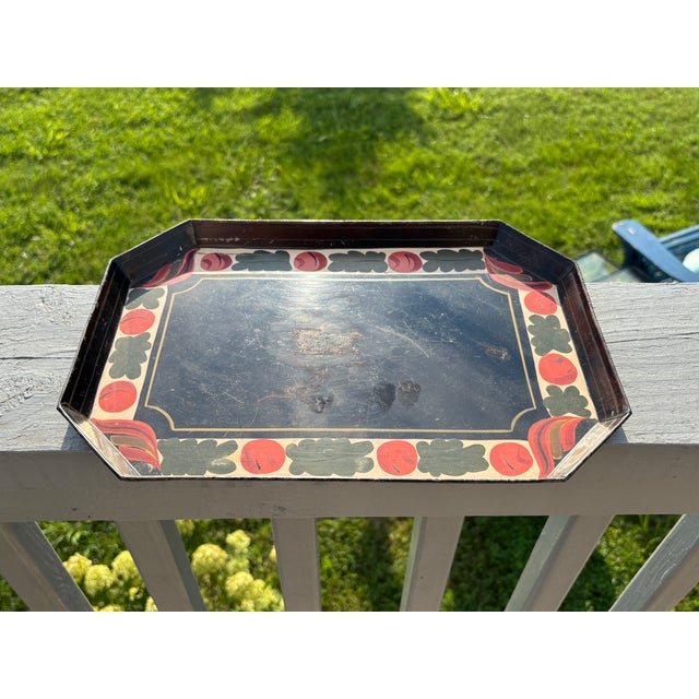 Early 20th Century Early 20th Century Octagonal Toile Receiving Tray - Hand Painted With Faux Finish Elements For Sale - Image 5 of 7