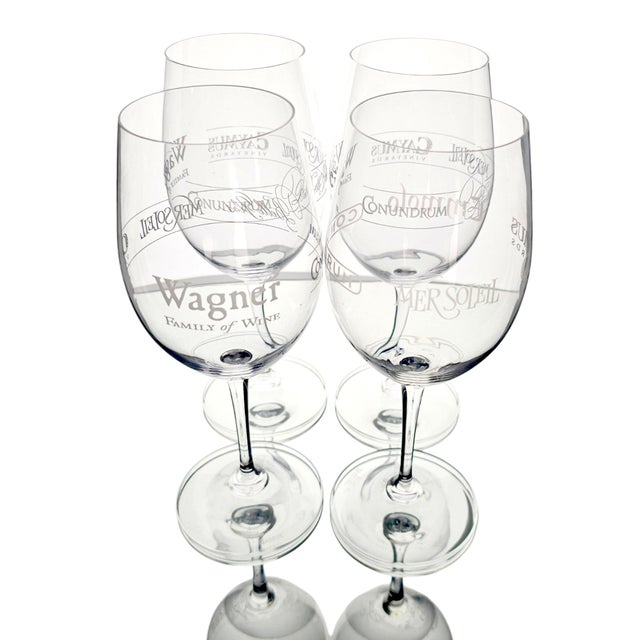 VTG Wagner Family Reidel Wine Glass Caymus Mer Soleil Conundrum Emmolo Set 4 8.75" For Sale - Image 10 of 13