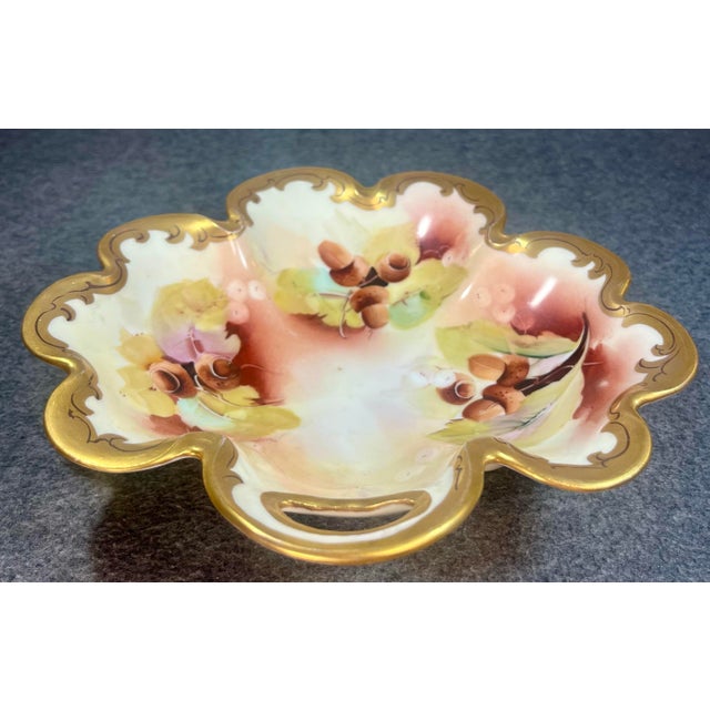 Cream Early 20th Century Rosenthal & Co. Pickard Hand-Painted Porcelain Nut Harvest Dish For Sale - Image 8 of 10