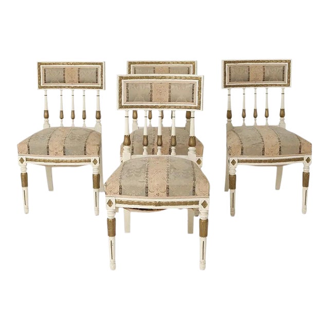 1940s Set 4 Swedish Vintage Dining Chairs For Sale