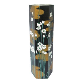 Art Nouveau Pedestal Column Stand, Black and Gold, Circa 20th Century For Sale