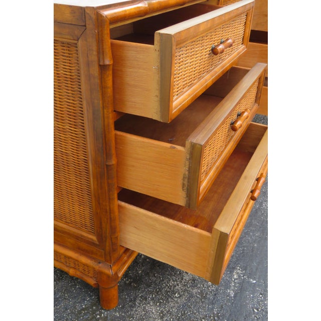 American of Martinsville Hollywood Regency Bamboo Long Sideboard Dresser 6121 For Sale - Image 15 of 16