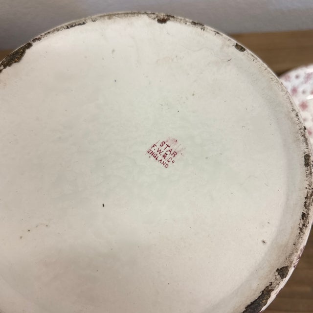 Red 1900s English Large Transfer- Ware Red and White Lidded Vessel. For Sale - Image 8 of 11