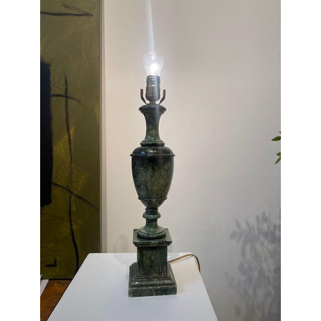 English Vintage Green Marble Urn Form Table Lamps — a Pair For Sale - Image 3 of 12